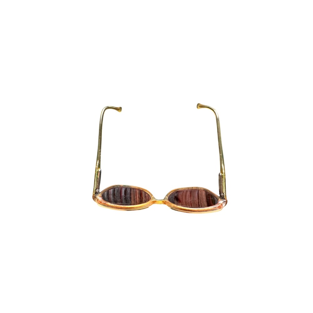 Safilo Vintage Oval Sunglasses Amber Translucent Gold Hardware Made in Italy